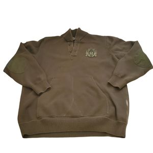 EIGHT 732 | Men's camo-green mock-neck henley pullover knit sweater. Size XXL.